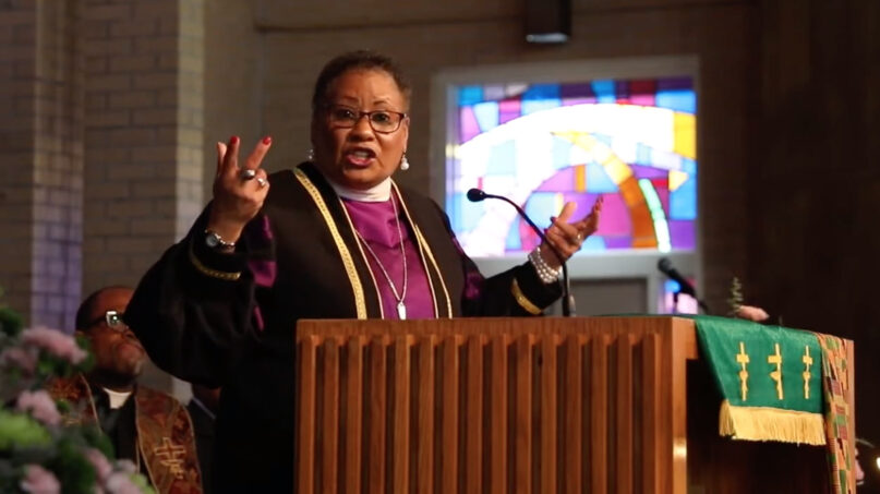Bishop Teresa Jefferson-Snorton speaks at St. Joseph AME Church in Durham, North Carolina, in January 2020. Video screen grab