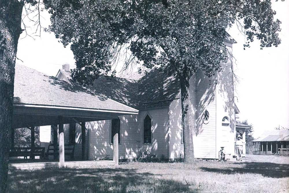 Newtown Indian United Methodist Church in Okmulgee, Oklahoma, circa 1930. Photo courtesy of Oklahoma City University