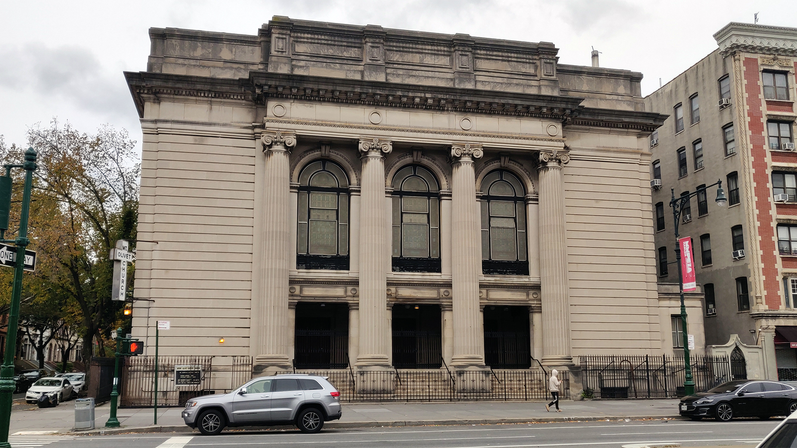 The former Temple Israel is now Mount Olivet Baptist Church, seen on Nov. 2, 2021, during a walking tour in Harlem. RNS photo by Nidhi Upadhyaya