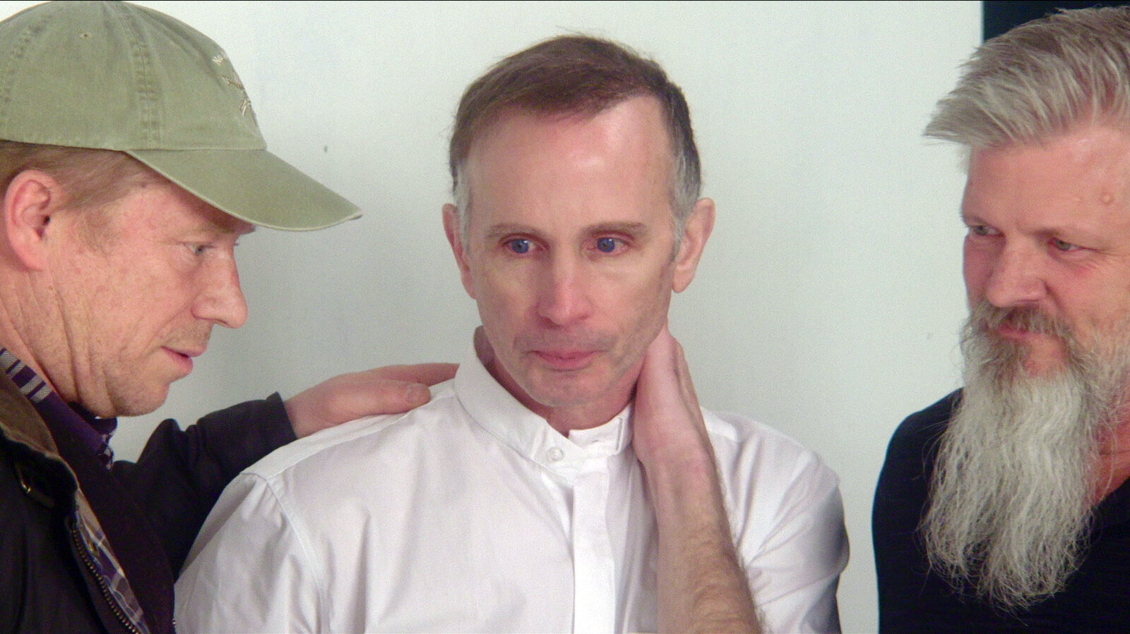Ed Gavagan, from left, Michael Sandridge and Dan Laurine in the documentary “Procession.” Image courtesy of Netflix