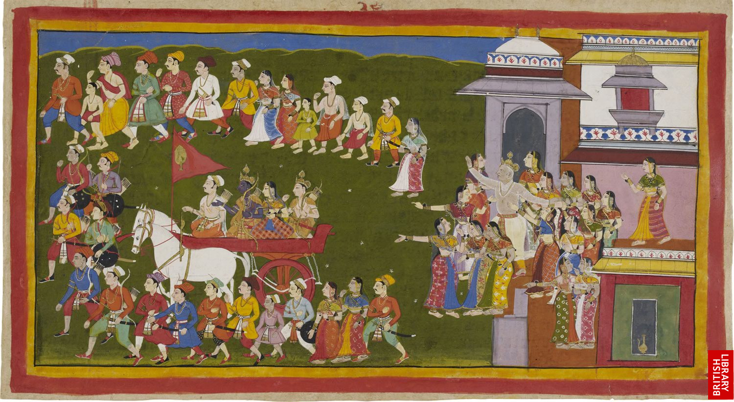 Rama, in wagon, leaving for fourteen years of exile from Ayodhya. Image courtesy of The British Library/Creative Commons