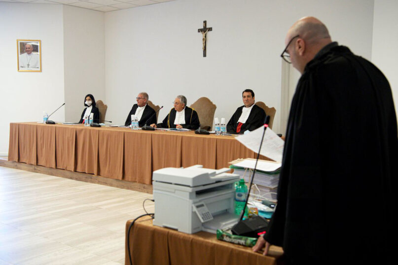 A Vatican trial of 10 people accused of financial crimes, including Cardinal Angelo Becciu, resumes after a chief judge ordered the prosecution to give the defense more access to evidence and to question defendants who were not given the right to speak earlier, at the Vatican, Nov. 17, 2021. Photo by Vatican Media