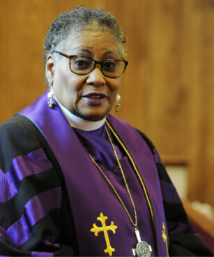 Bishop Teresa Jefferson-Snorton of the Christian Methodist Episcopal Church is shown at Moody Temple CME Church in Fairfield, Ala., on Tuesday, Nov. 16, 2021. Jefferson-Snorton is the CME Church's first and only woman bishop. (AP Photo/Jay Reeves)