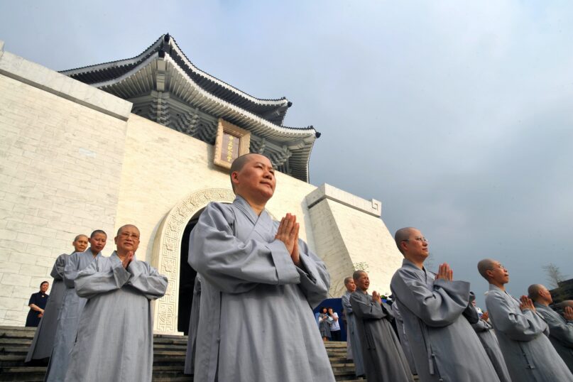 Nuns from Taiwan pray in Taipei on May 8, 2011, in celebration of the Buddha's birth anniversary.  (Patrick Lin/AFP via Getty Images)