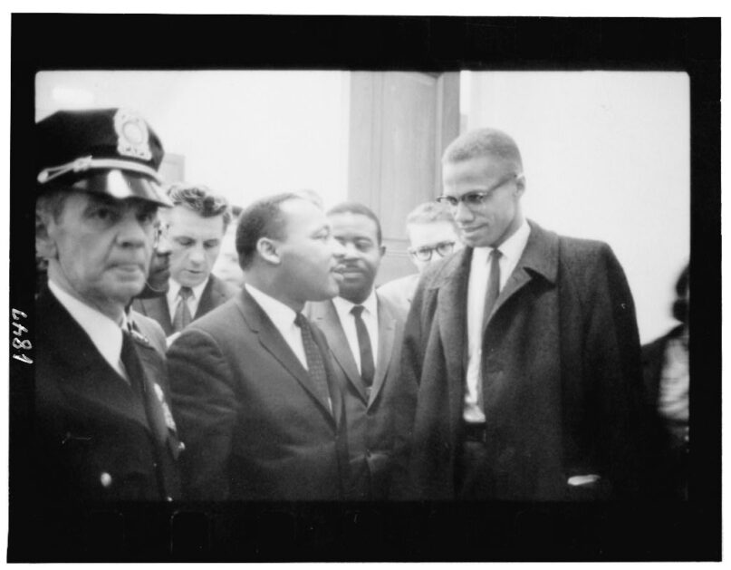 Martin Luther King and Malcolm X after King's press conference March 26, 1964, at the U.S. Capitol about the Senate debate on the Civil Rights Act of 1964. ( Photo: Marion S. Trikosko, Library of Congress)