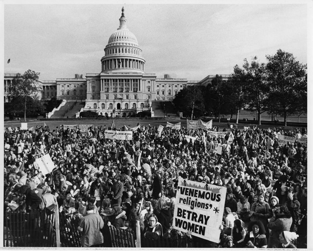Pro-abortion demonstrators mass at the west front of the Capitol Building in November 1971, in Washington. RNS archive photo. Photo courtesy of the Presbyterian Historical Society.