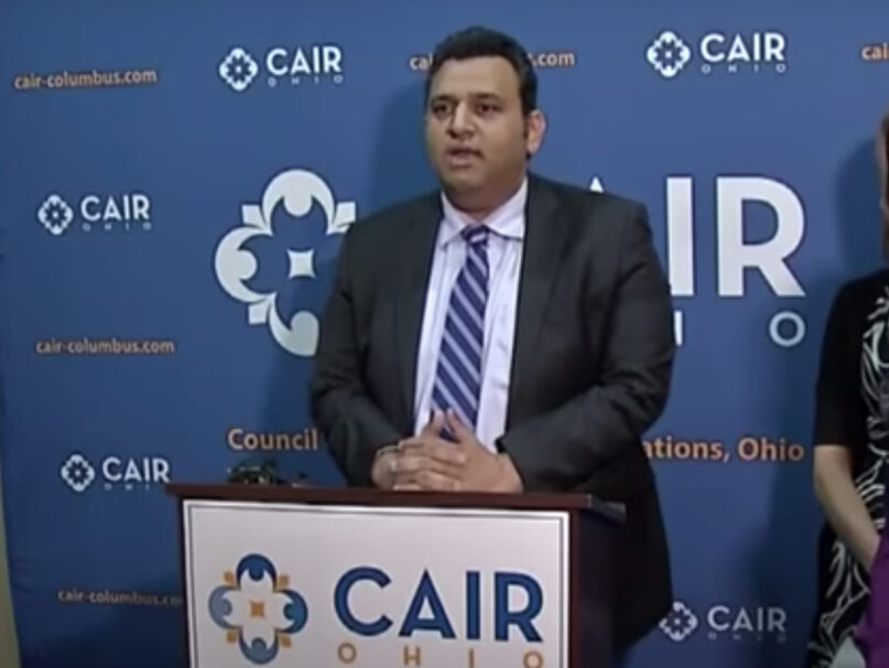 Romin Iqbal, the former executive and legal director of the Council on American-Islamic Relations-Ohio, speaks during a 2018 news conference. Video screen grab