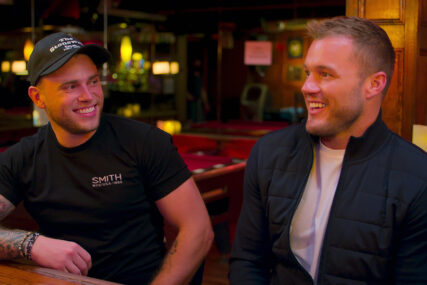 Gus Kenworthy, left, and Colton Underwood in episode 105 of Coming Out Colton. Courtesy of Netflix