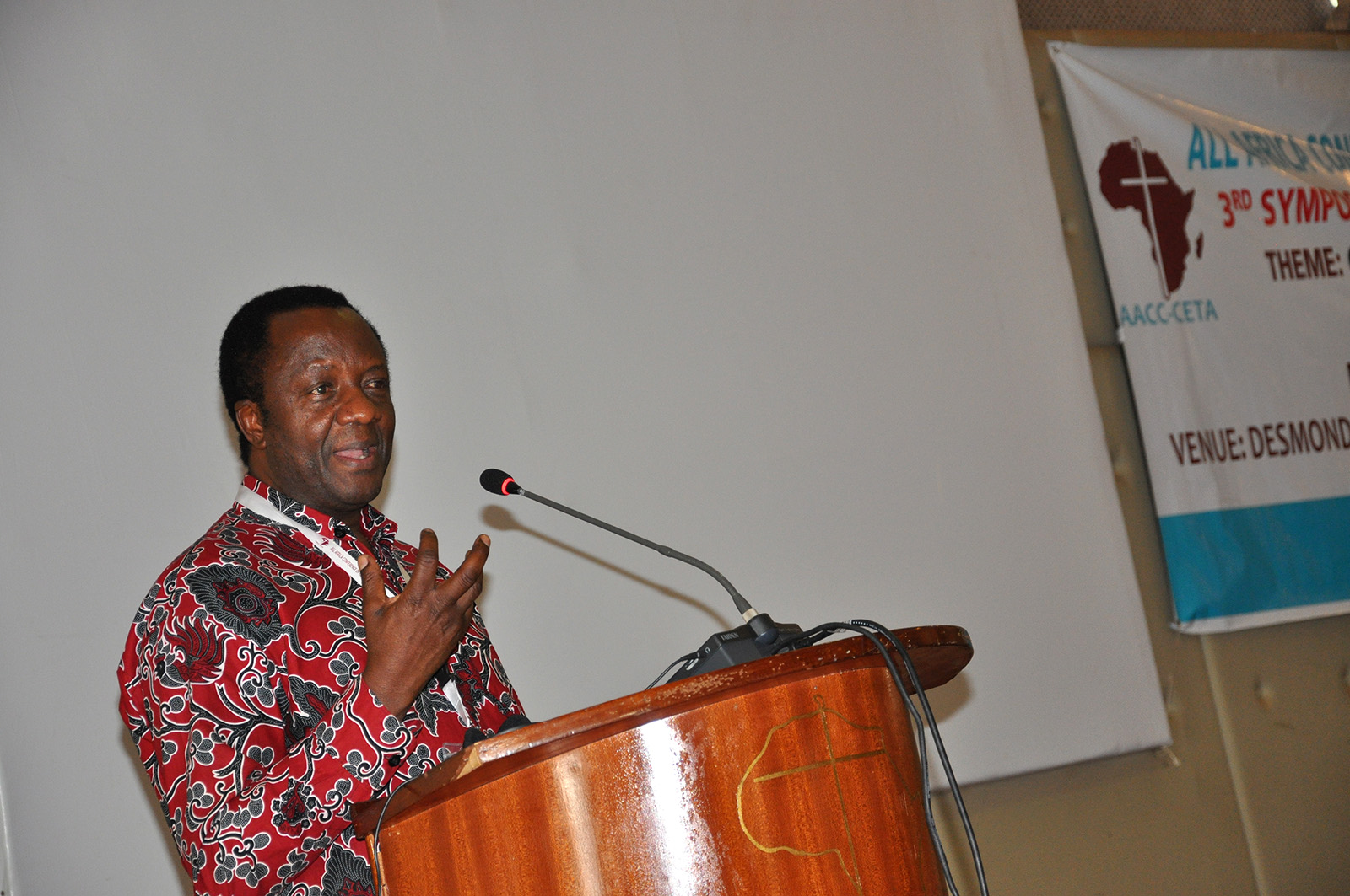 The Rev. Fidom Mwombeki, a Tanzania Lutheran pastor who is the general secretary of the All Africa Conference of Churches, speaks at the closing of the 3rd Symposium on misleading Theologies in Nairobi, Kenya, on Nov. 24, 2021. RNS photo by Fredrick Nzwili