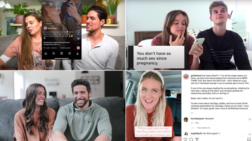 Clockwise from top left: Paul and Morgan, Chelsea and Nick, Girl Defined, and Nate and Sutton in social media posts. Screen grabs