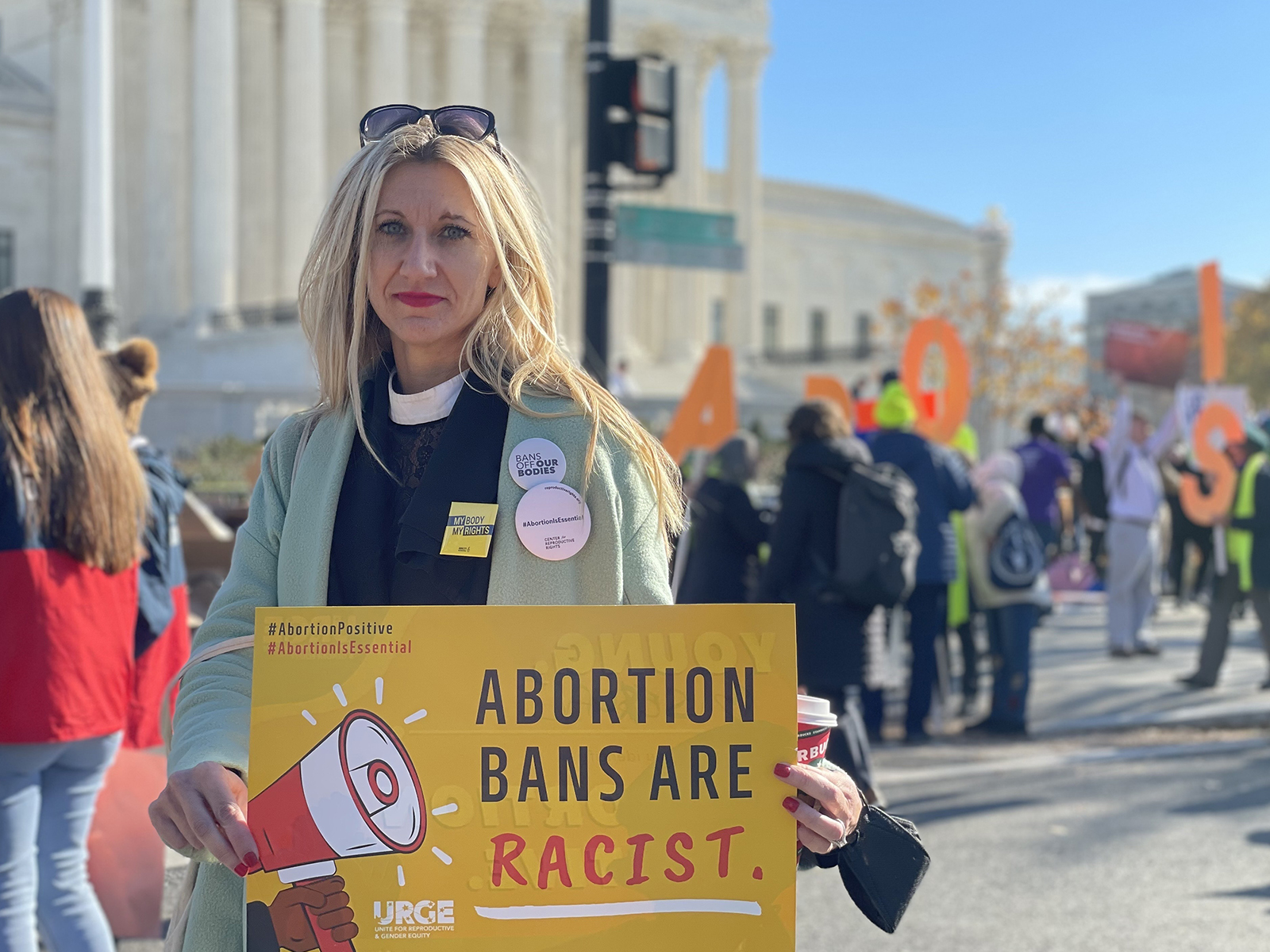 Reverend Amanda Hambrick in front of the United States Supreme Court, Wednesday, December 1, 2021, in Washington, DC RNS photo by Jack Jenkins