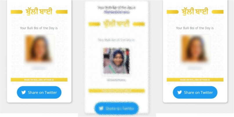 The Bulli Bai app was used to harass Muslim women. Screen grabs
