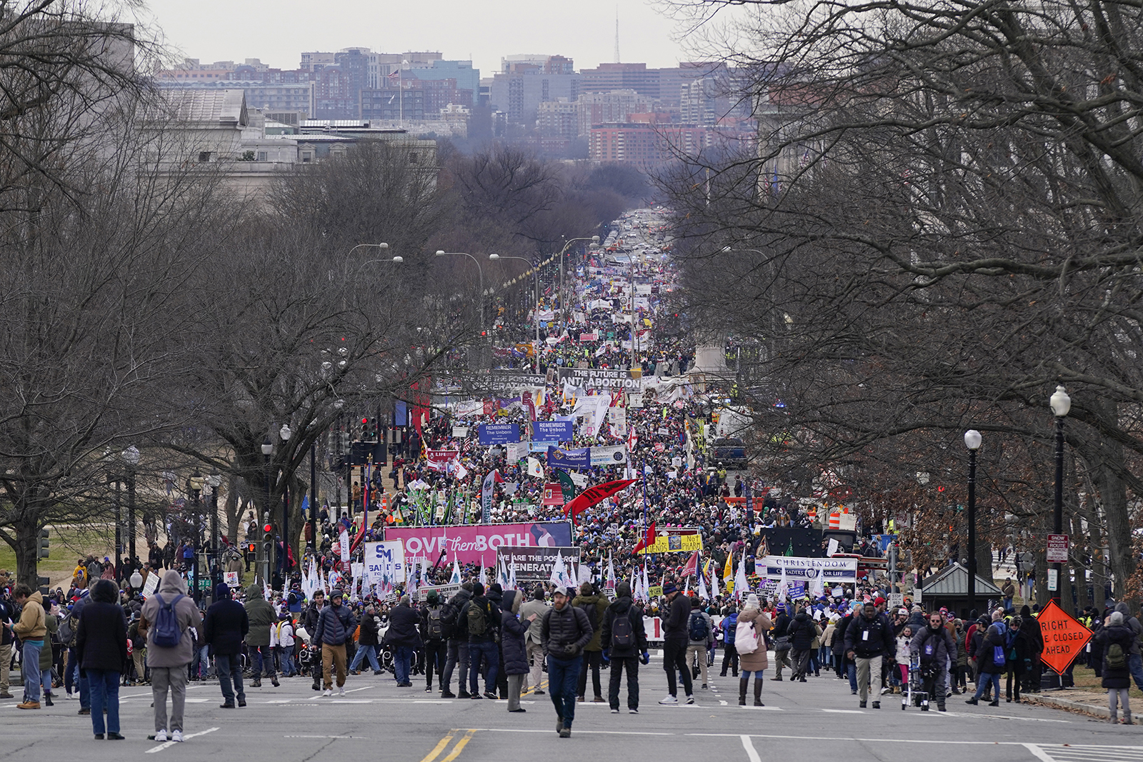 People participate in the annual March for Life on Capitol Hill in Washington, Friday, Jan. 21, 2022. (AP Photo/Patrick Semansky)