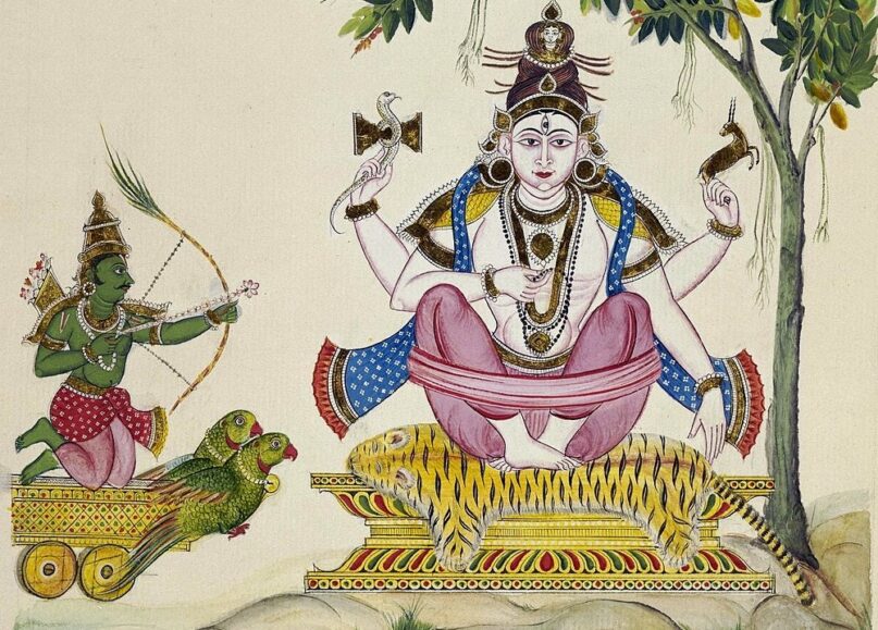 The love god Kamadeva prepares to shoot Shiva with a love dart. (British Museum/Wikimedia Commons)