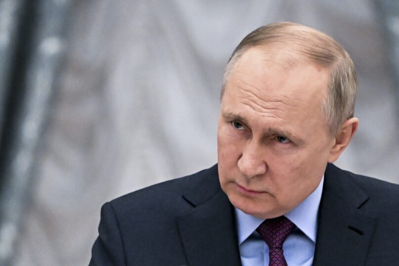 Russian President Vladimir Putin has claimed the war on Ukraine is a 'peacekeeping mission.' (Mikhail Klimentyev, Sputnik, Kremlin Pool Photo via AP)