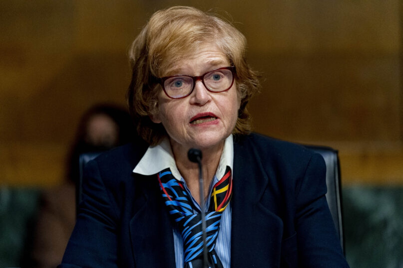Deborah E. Lipstadt speaks during a Senate Foreign Relations hearing on Capitol Hill in Washington, Feb. 8, 2022. (AP Photo/Andrew Harnik)