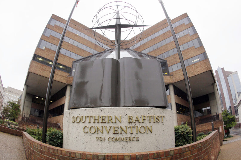 The headquarters of the Southern Baptist Convention in Nashville, Tennessee, is seen on Dec. 7, 2011. On Feb. 22, 2022, the Southern Baptist Convention’s Executive Committee has offered a public apology and a confidential monetary settlement to sexual abuse survivor Jennifer Lyell, who was mischaracterized by the denomination’s in-house news service when she decided to go public with her story in March 2019. (AP Photo/Mark Humphrey, File)
