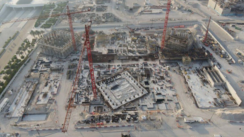 Construction at the future site of the Abrahamic Family House in Abu Dhabi, in June 2021. Photo courtesy of the Abu Dhabi Government Media Office