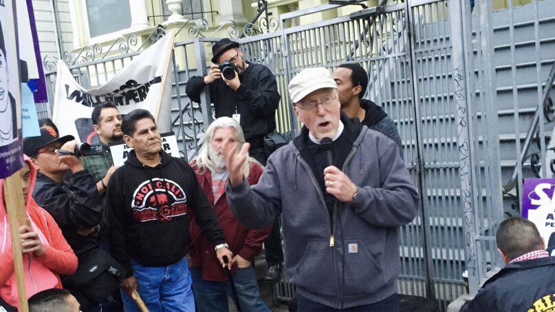 The Rev. Richard Smith speaks during a rally in San Francisco, California. Courtesy photo