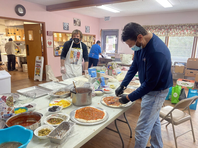 Food is prepared for the community kitchen at St. Timothy’s Episcopal Church in Brookings, Oregon, in October 2021. Photo courtesy of St. Timothy’s