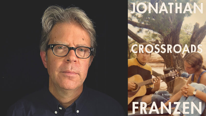Author Jonathan Franzen and the cover of  