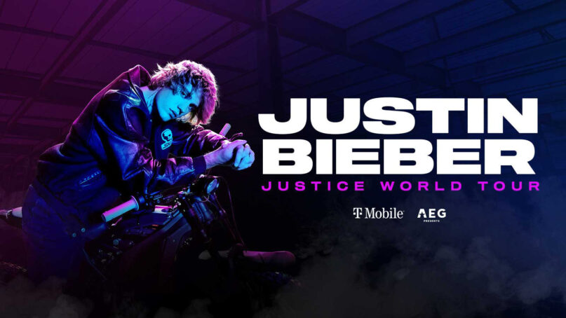 Poster for the Justin Bieber Justice World Tour. Courtesy image