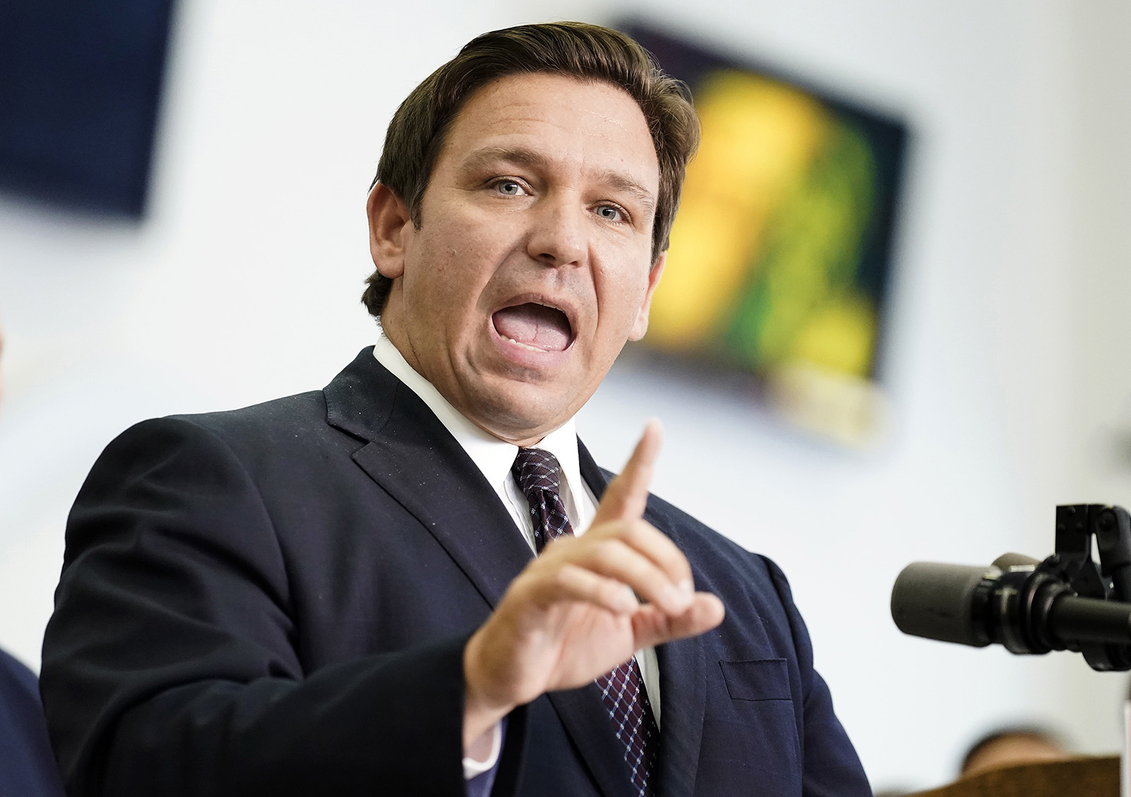 FILE - Florida Gov. Ron DeSantis speaks to supporters and members of the media after a bill signing on Nov. 18, 2021, in Brandon, Florida. (AP Photo/Chris O'Meara, File)