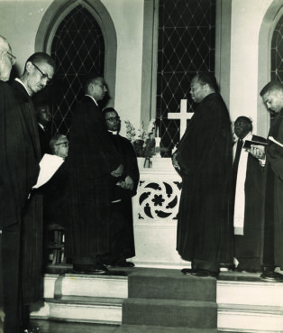 Andrew Young, top left, during his ordination at Central Congregational Church in New Orleans, Louisiana, in 1955. Courtesy photo