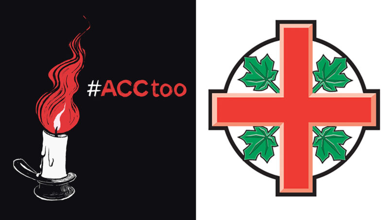 Logos for #ACCtoo, left, and the Anglican Church of Canada. Courtesy images