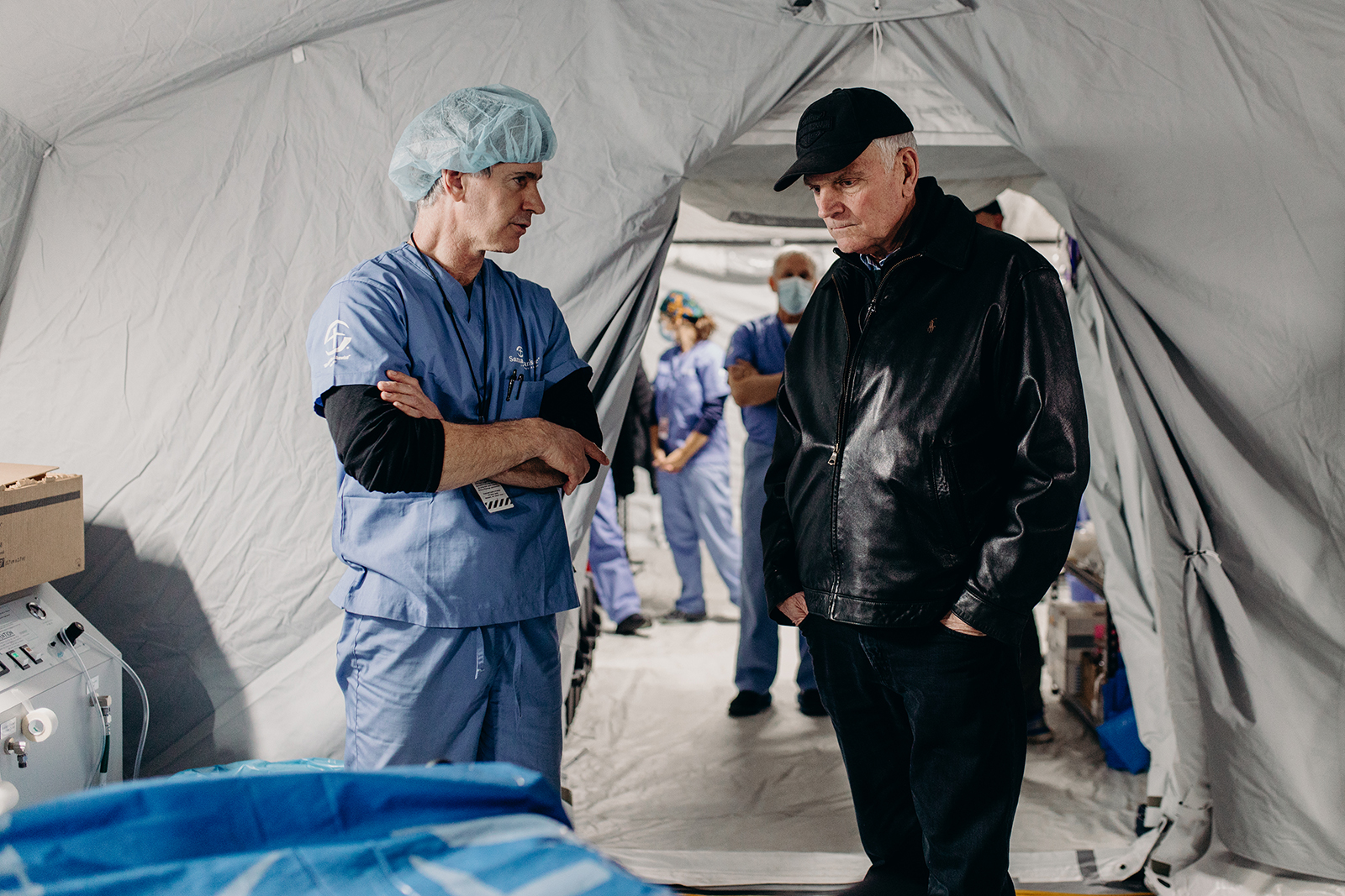 Franklin Graham, right, recently visits with medical staff at a Samaritan’s Purse Emergency Field Hospital in Lviv, Ukraine. Photo courtesy of Samaritan's Purse