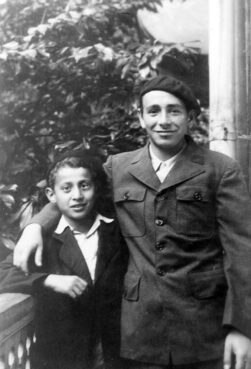Israel Cohen, right, shortly after World War II, with an orphan in France. Cohen taught in an orphanage. Photo courtesy of Rabbi Avi Shafran