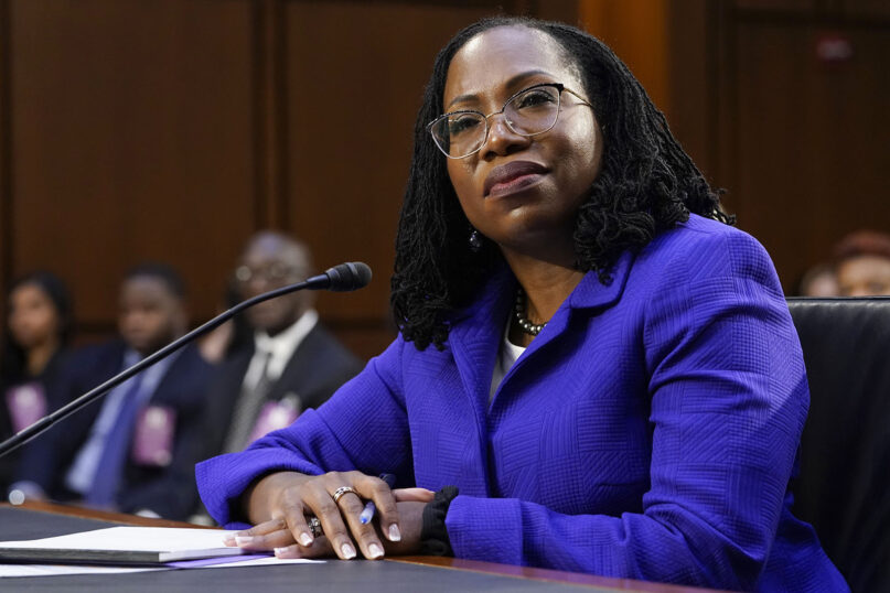 Supreme Court nominee Judge Ketanji Brown Jackson arrives for her confirmation hearing before the Senate Judiciary Committee on March 21, 2022, on Capitol Hill in Washington. (AP Photo/Jacquelyn Martin)