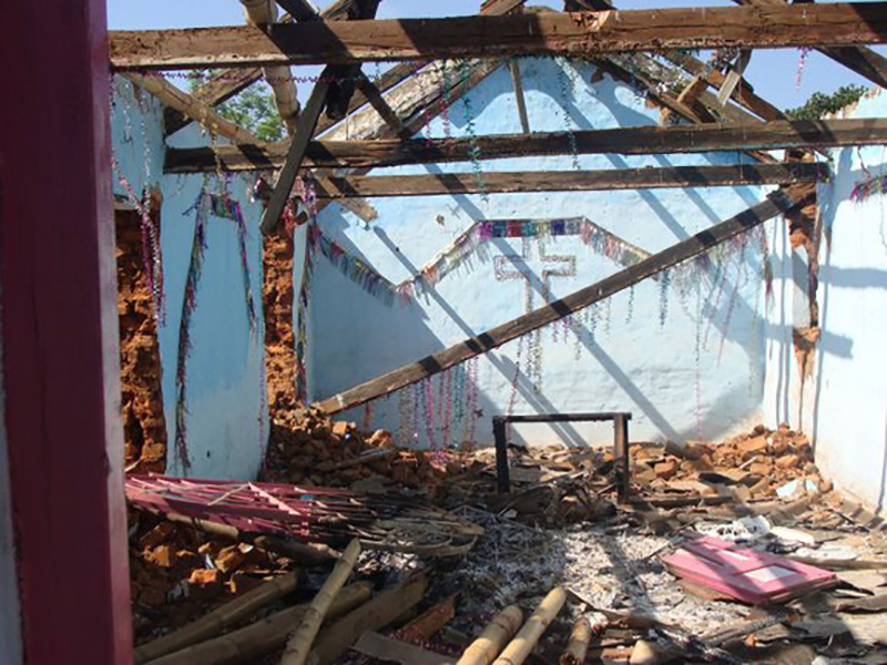 Remains of a Christian church property burned down during violence in Orissa, India, in August 2008. Photo courtesy of All India Christian Council/Creative Commons