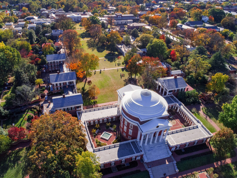 The Rotunda, bottom, on the University of Virginia campus in Charlottesville, Virginia. Photo by Saadiq Hasan/Wikipedia/Creative Commons