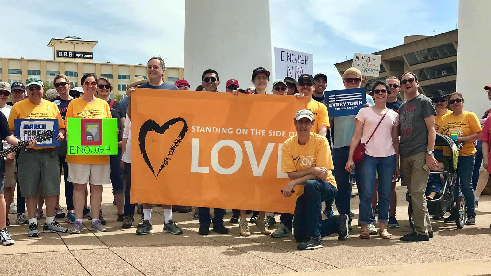 The Rev. Daniel Kanter, kneeling center, at a a Side of Love event in Dallas, Texas. Photo courtesy of Daniel Kanter