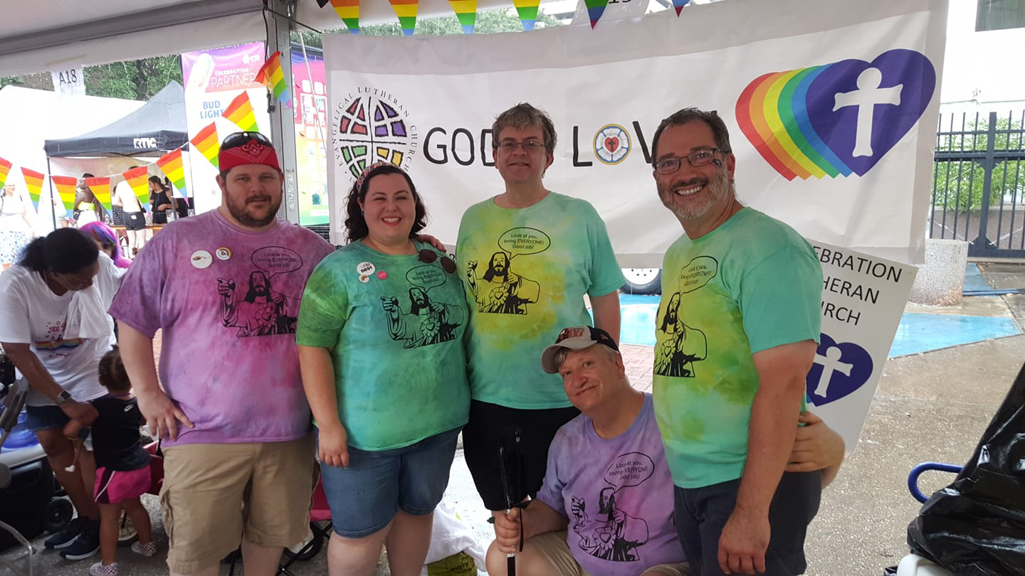 Members of Celebration Church, an Evangelical Lutheran Church in America congregation in Cypress, Texas, during Pride festivities in 2019. Photo courtesy of Celebration Church