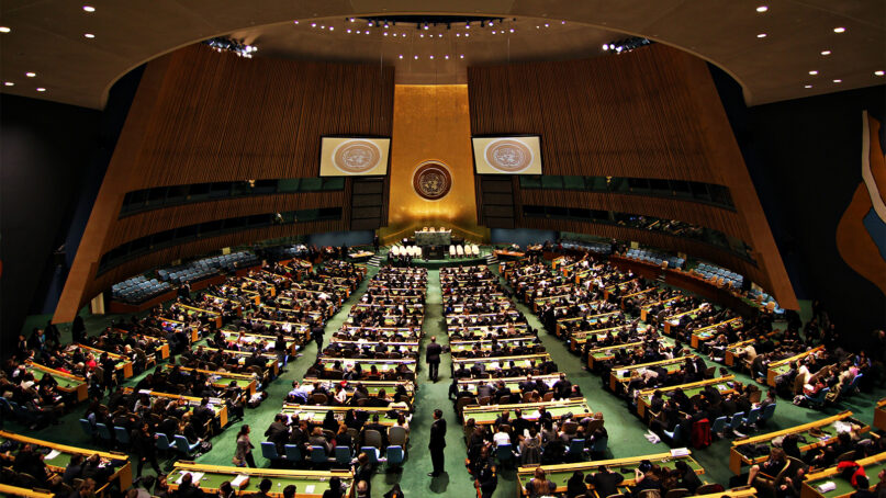 The United Nations General Assembly hall at the UN headquarters in Manhattan, New York. Photo by Basil D. Soufi/Wikipedia/Creative Commons