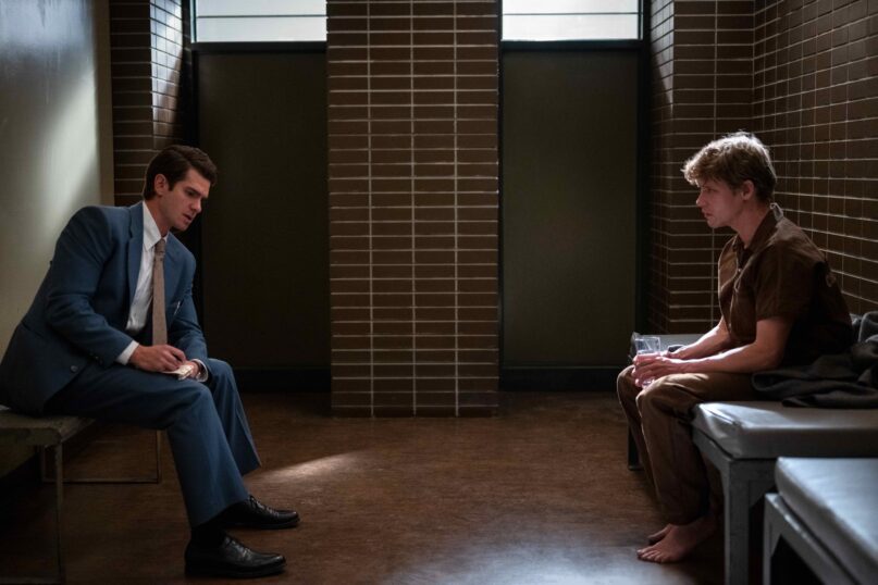 UNDER THE BANNER OF HEAVEN — “Rightful Place” Episode 2 (Airs Thursday, April 28th) — Pictured: (l-r) Andrew Garfield as Jeb Pyre, Billy Howle as Allen Lafferty. CR: Michelle Faye/FX