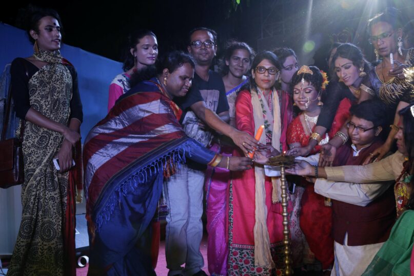 Members of the Association of Transgender and Hijra at Bengal light a lamp to mark Transgender Day of Bengal in Kolkata, India, in 2017. (AP Photo/Bikas Das)