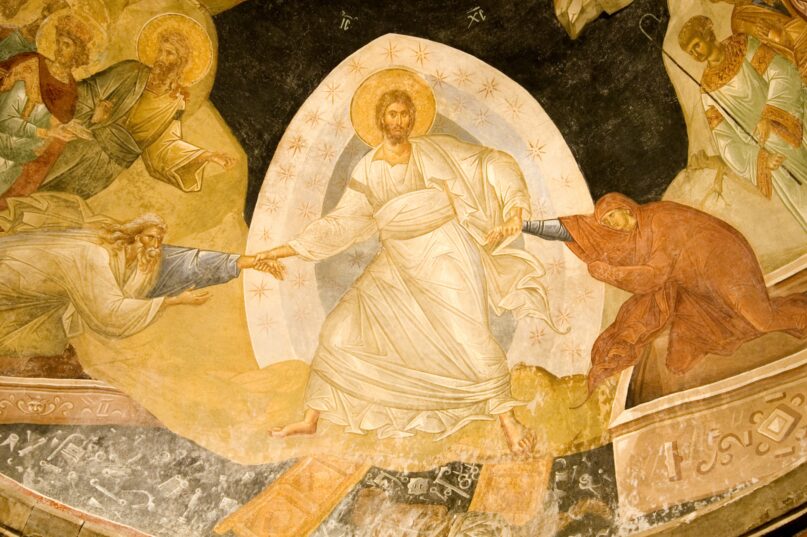 Resurrection of Christ depicted in 14th-century fresco in Chora Church, Istanbul, Turkey. (LP7/Collections  E+ via Getty Images)