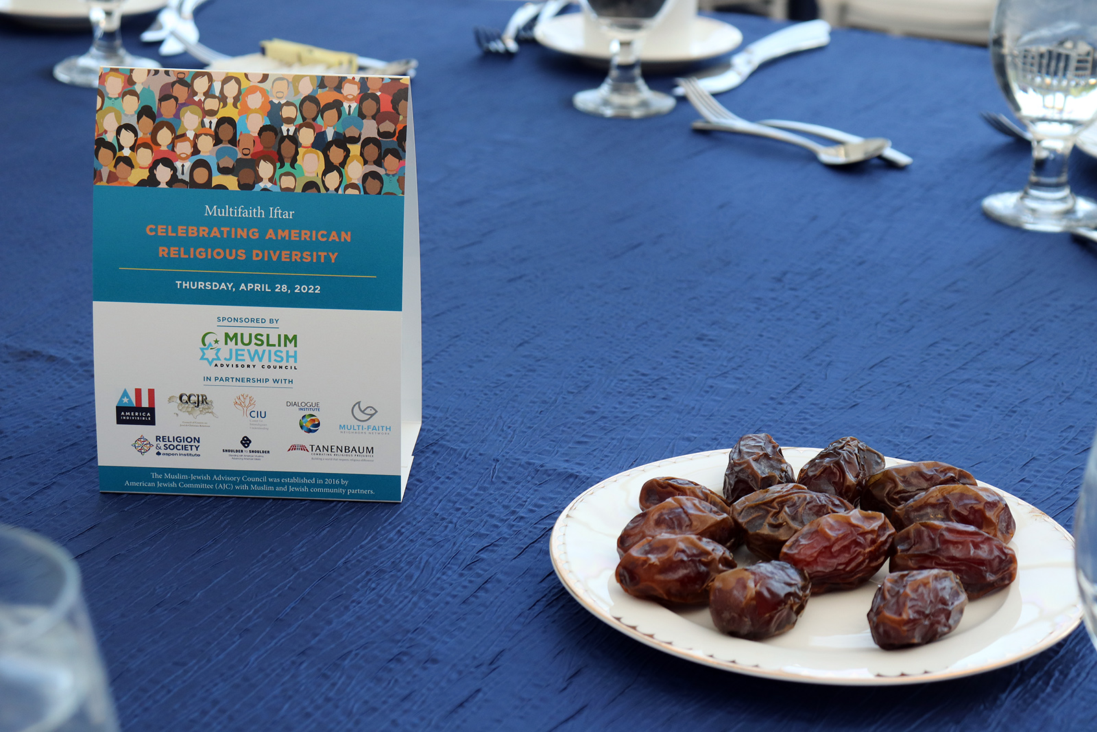 Dates are available to break Ramadan fast ahead of a multifaith iftar at the U.S. Institute of Peace headquarters in Washington, D.C., Thursday, April 28, 2022. RNS photo by Adelle M. Banks