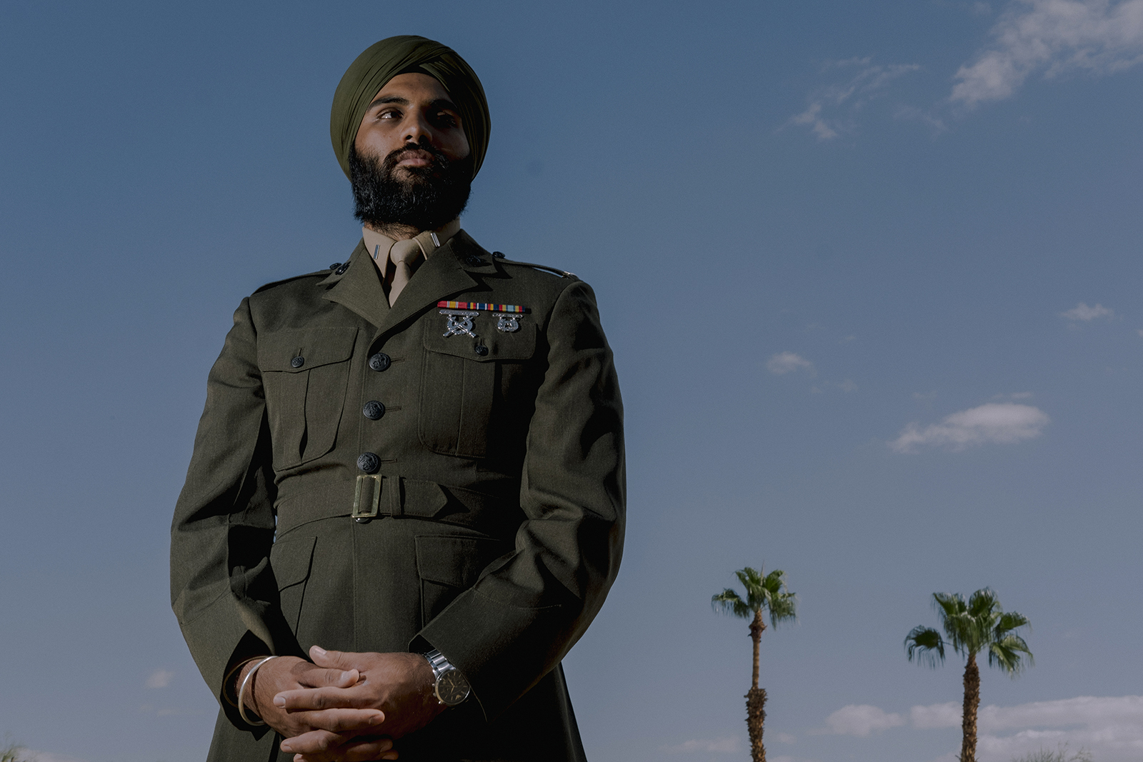 Capt. Sukhbir Singh Toor in Palm Springs, California, on Oct. 18, 2021. Photo by Mark Abramson for the Sikh Coalition