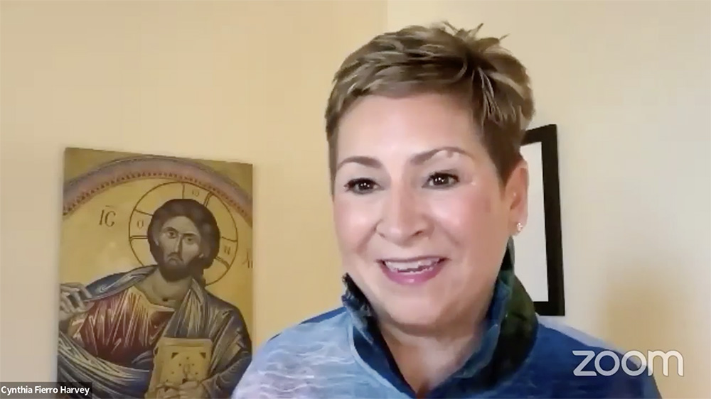 Bishop Cynthia Fierro Harvey, the outgoing president of the UMC Council of Bishops, speaks during the group's meeting Monday, April 25, 2022, via Zoom. Video screen grab