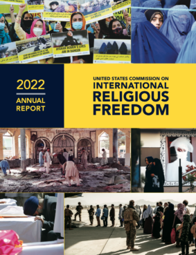 Report cover for the 2022 Annual Report released by the United States Commission on International Religious Freedom. Courtesy of the USCIRF