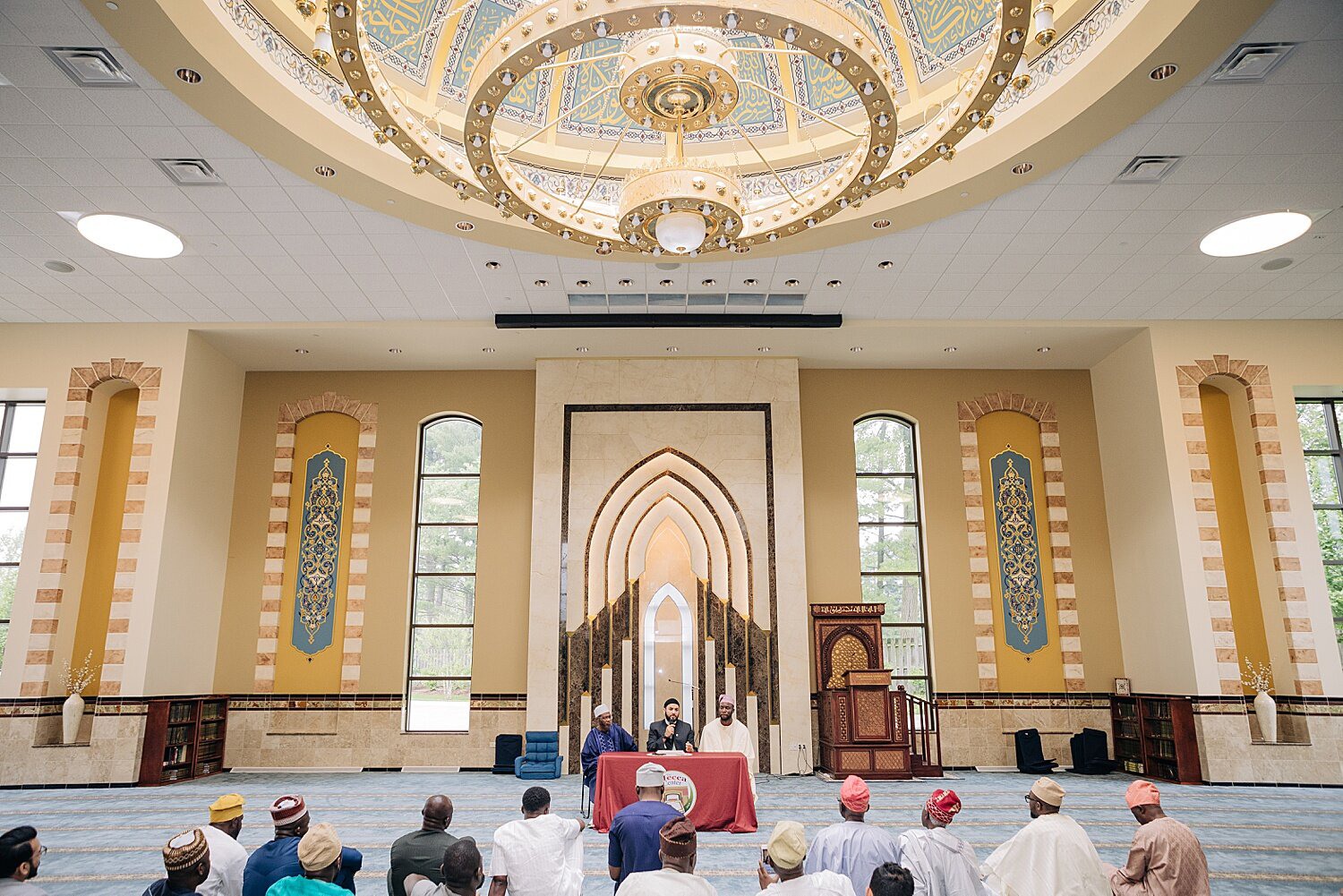 Males attending a 2019 Muslim Nikkah, or wedding, at the Mecca Center in Willowbrook, Illinois. Photo by Fariha Wajid Photography