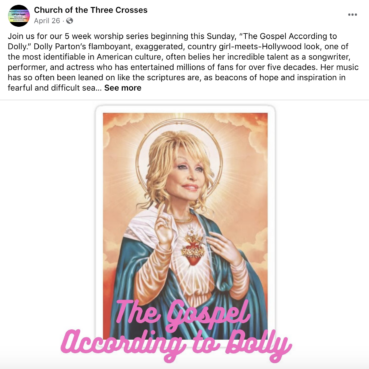 Church of the Three Crosses in Chicago shares about its series "The Gospel According to Dolly" on its Facebook page. Screen grab