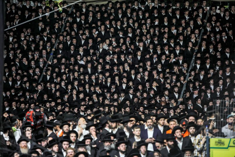 Ultra-Orthodox Jews gather at the gravesite of Rabbi Shimon Bar Yochai at Mount Meron in northern Israel on April 29, 2021, as they celebrate the Jewish holiday of Lag BaOmer. ( Jalaa Marey/AFP via Getty Images)