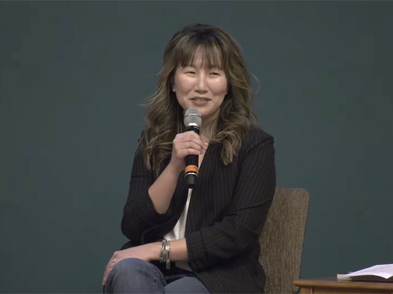 Yulee Lee speaks at the Asian American Christian Collaborative event "Seeking Understanding: The Lived Experiences of Asian American Female Pastors" on Dec. 3. 2021, at Apostolic Faith Church in Chicago. Video screen grab