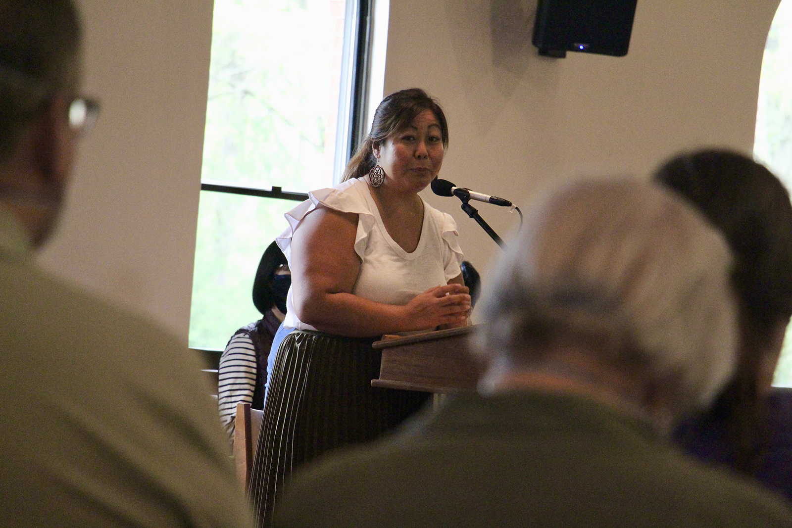 Reverend Juliet Liu speaks to the congregation at Life on the Vine Church in Long Grove, Illinois on May 15, 2022. RNS Photo by Emily McFarlan Miller
