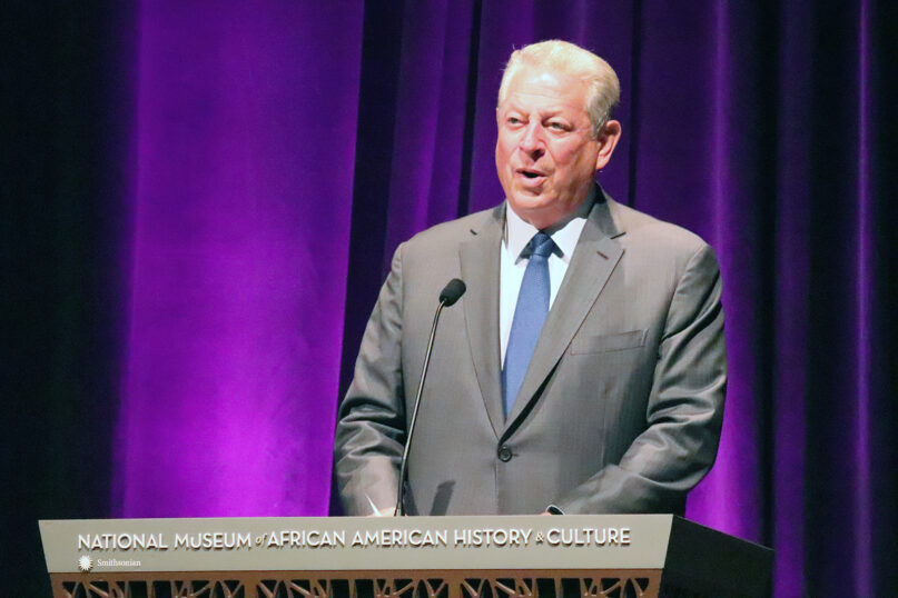 Former Vice President Al Gore speaks during an event co-hosted by the Black Interfaith Project of Interfaith America at the Oprah Winfrey Theater of the Smithsonian’s National Museum of African American History and Culture, May 17, 2022, in Washington. RNS photo by Adelle M. Banks
